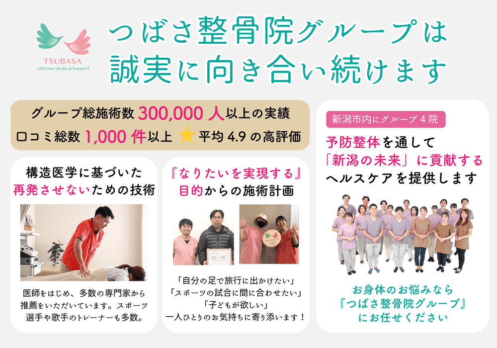 つばさ整骨院グループは誠実に向き合います|新潟市中央区つばさ整骨院・整体院