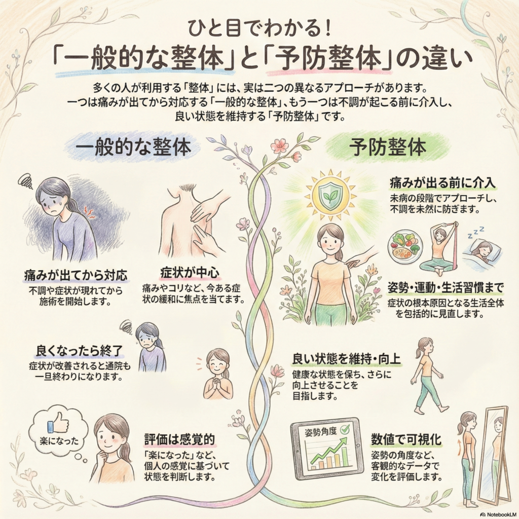 予防整体と一般的な整体との違い|新潟市中央区 つばさ整骨院・整体院