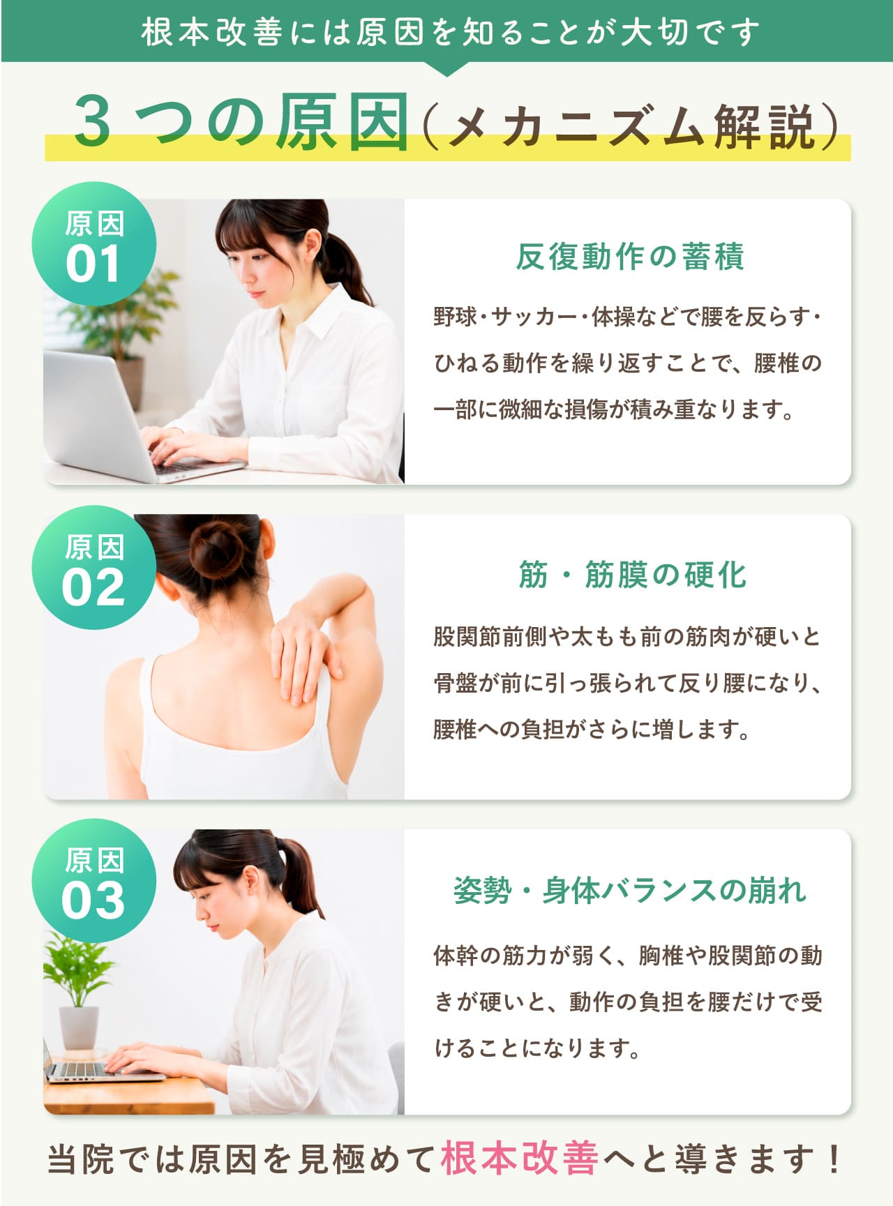 腰椎分離症・すべり症の3つの原因|根本改善には原因を知ることが大切|新潟市中央区 つばさ整骨院・整体院